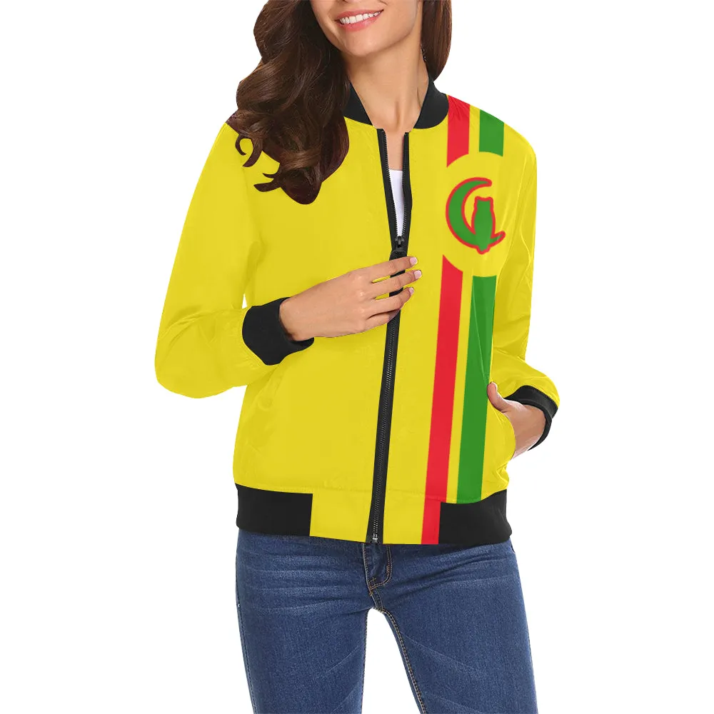 FRESH UP RASTA All Over Print Bomber Jacket for Women