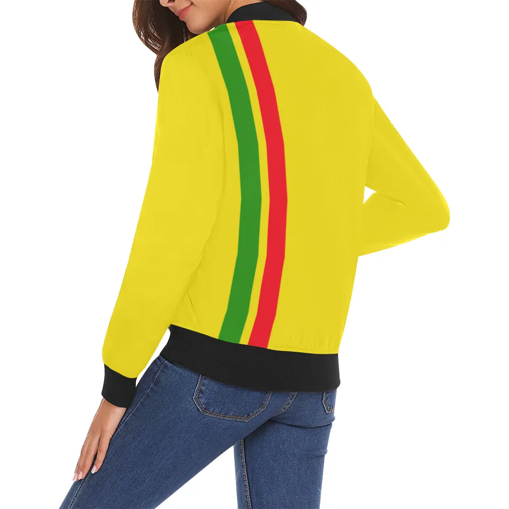 FRESH UP RASTA All Over Print Bomber Jacket for Women