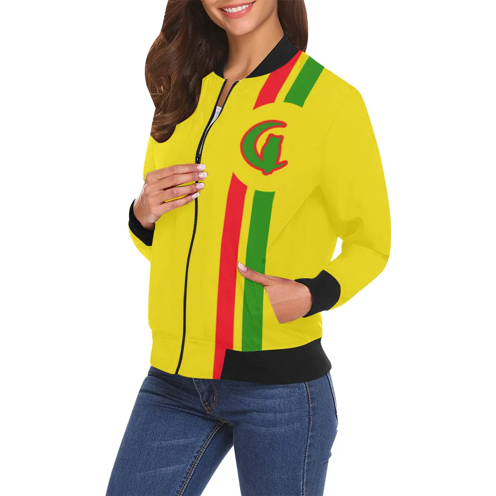 FRESH UP RASTA All Over Print Bomber Jacket for Women