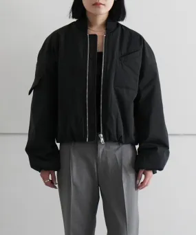 GANNI LIGHT TWILL OVERSIZED SHORT BOMBER JACKET "BLACK"