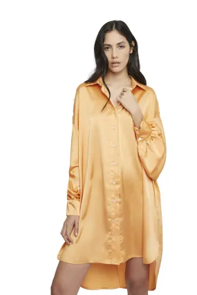 Glamorous Light Orange Oversized Satin Shirt Dress