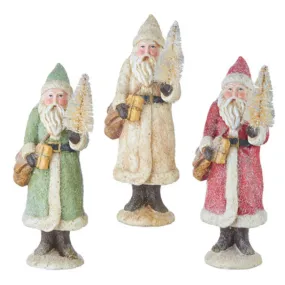 Glittered Belsnickel Santa With Bottlebrush Tree- 3 Color Options