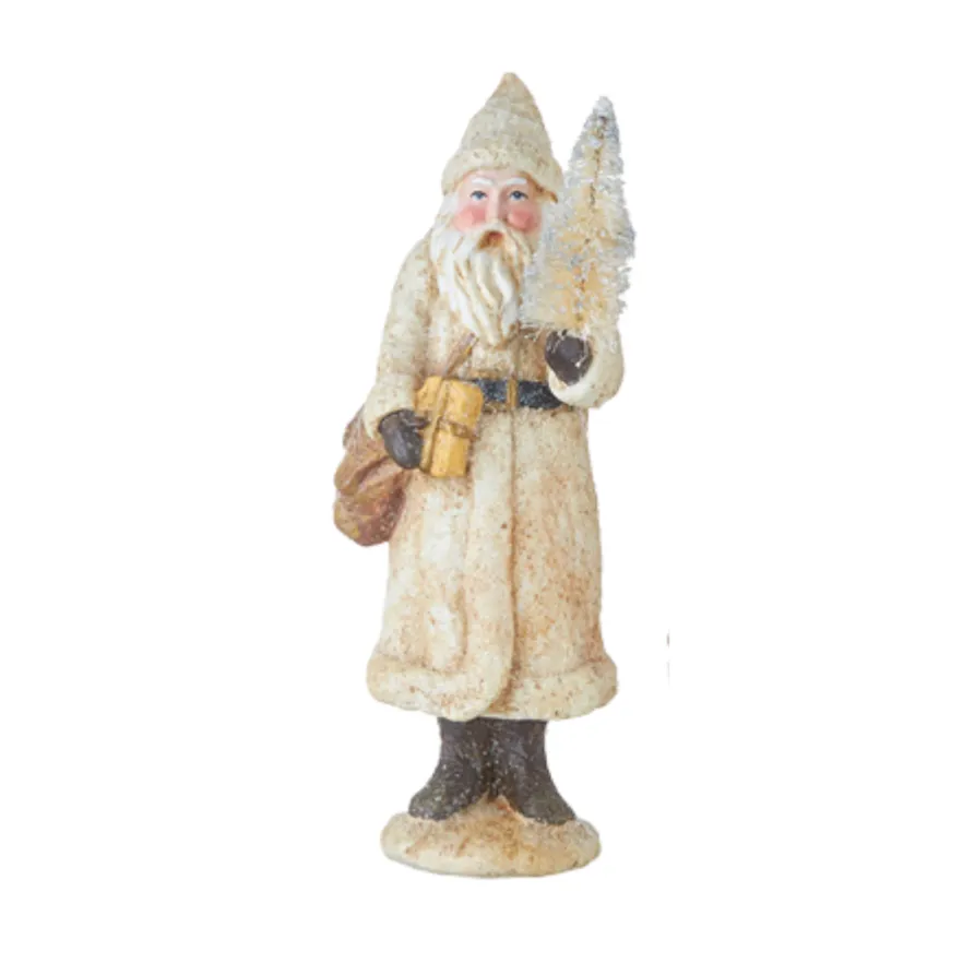 Glittered Belsnickel Santa With Bottlebrush Tree- 3 Color Options