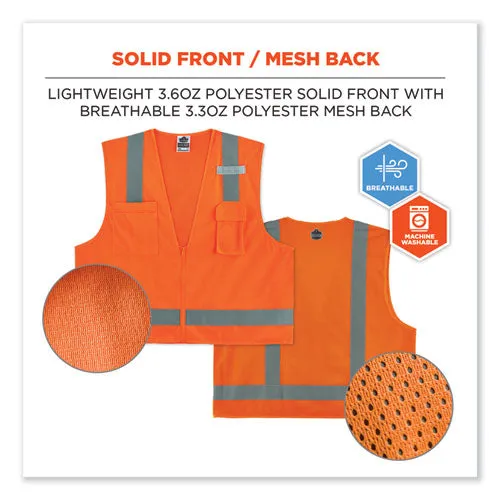 Glowear 8249z-s Single Size Class 2 Economy Surveyors Zipper Vest, Polyester, Small, Orange, Ships In 1-3 Business Days