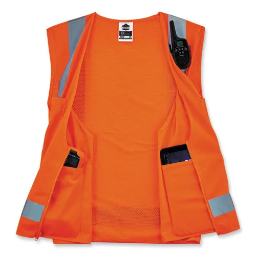 Glowear 8249z-s Single Size Class 2 Economy Surveyors Zipper Vest, Polyester, Small, Orange, Ships In 1-3 Business Days