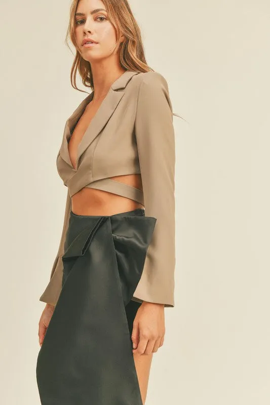 Hannah Cropped Wrap Jacket Blazer Top