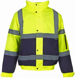 Hi Vis Yellow 2 Tone Bomber Jacket - Yellow