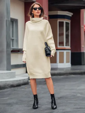 High Neck Batwing Sleeve Jumper Dress