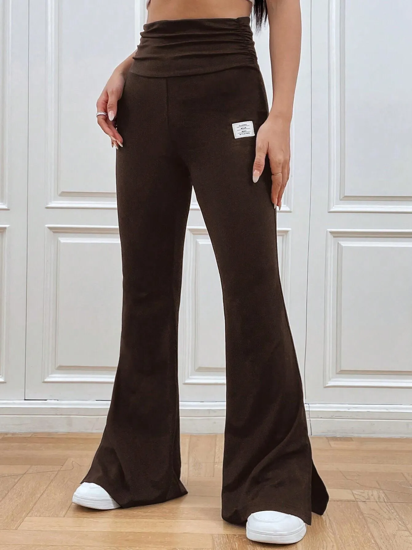 High Waist Knitted Stretch Flared Pants SS24