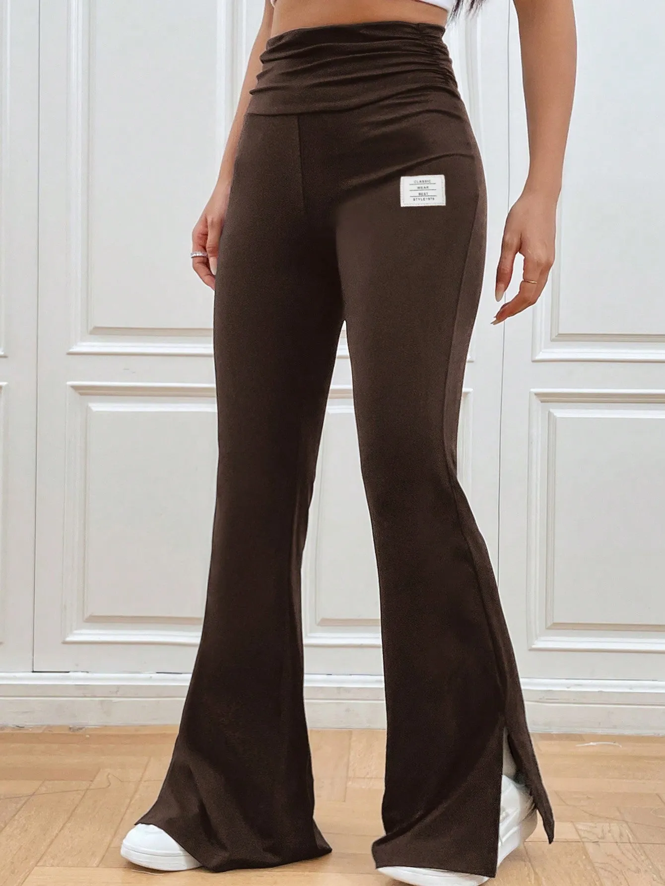 High Waist Knitted Stretch Flared Pants SS24