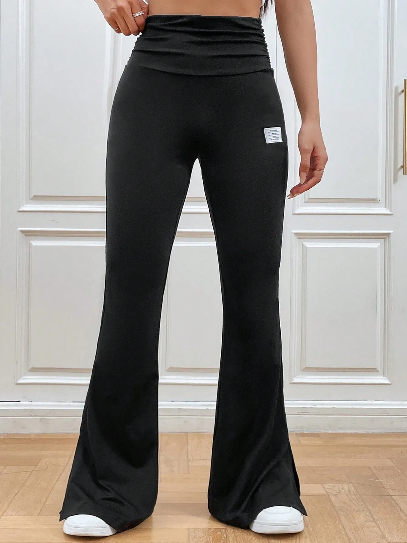 High Waist Knitted Stretch Flared Pants SS24