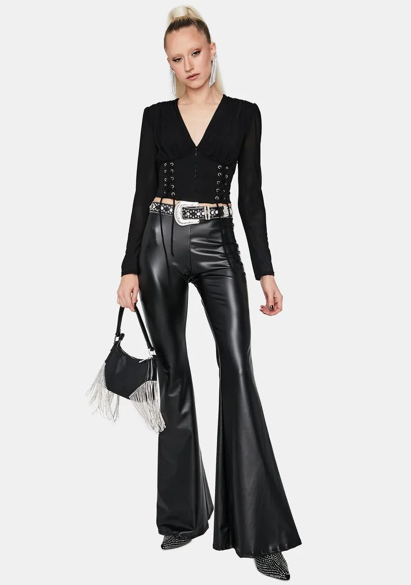 Hold Up Faux Leather Flare Pants