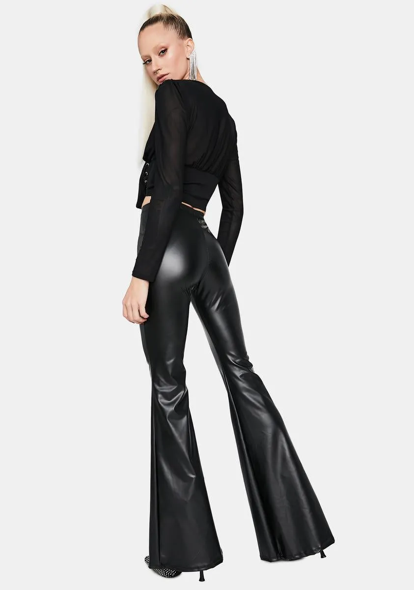 Hold Up Faux Leather Flare Pants