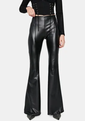 Hold Up Faux Leather Flare Pants