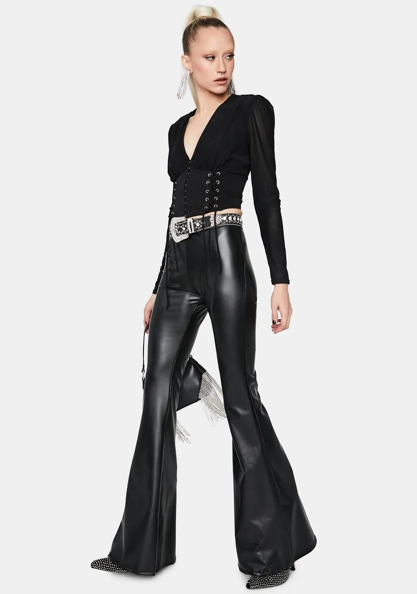 Hold Up Faux Leather Flare Pants