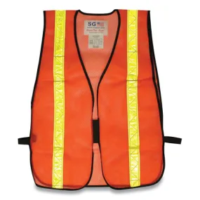 Hook And Loop Safety Vest, One Size Fits Most, Hi-viz Orange With Yellow Prismatic Tape