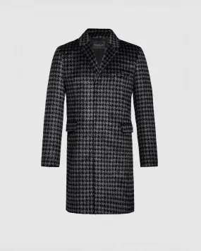 Houndstooth Suri Alpaca Notched Lapel Overcoat