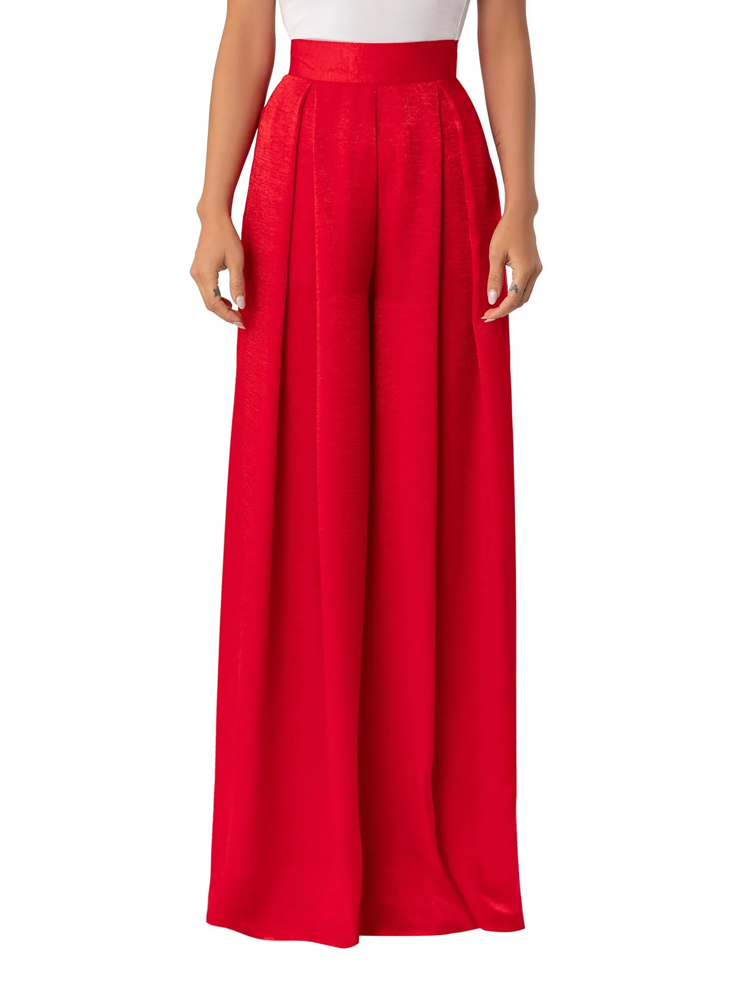 “Janis” Red Wide Leg Pants