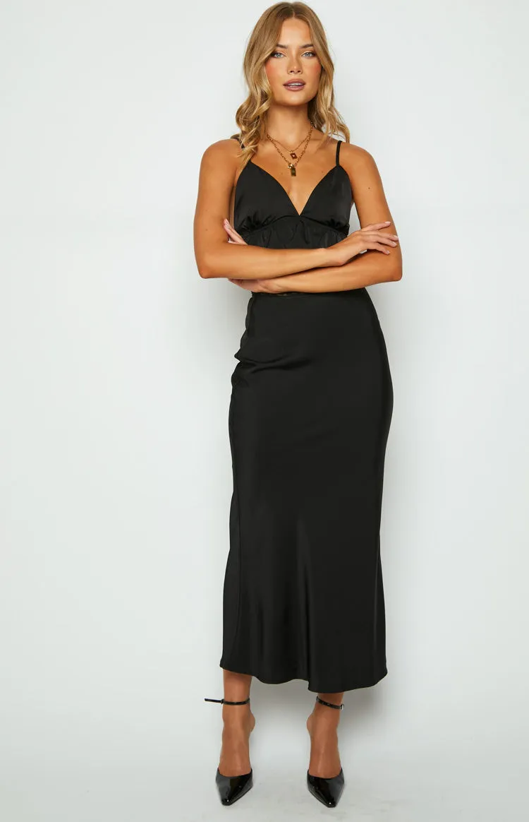 Jayde Black Lace Trim Maxi Skirt