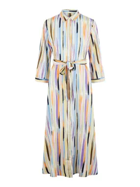 Josi 3/4 Midi Shirt Dress (Bright White/Multi Abstract)