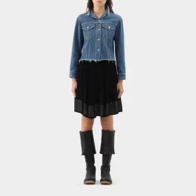 Junya Watanabe Frayed Denim Cropped Jacket