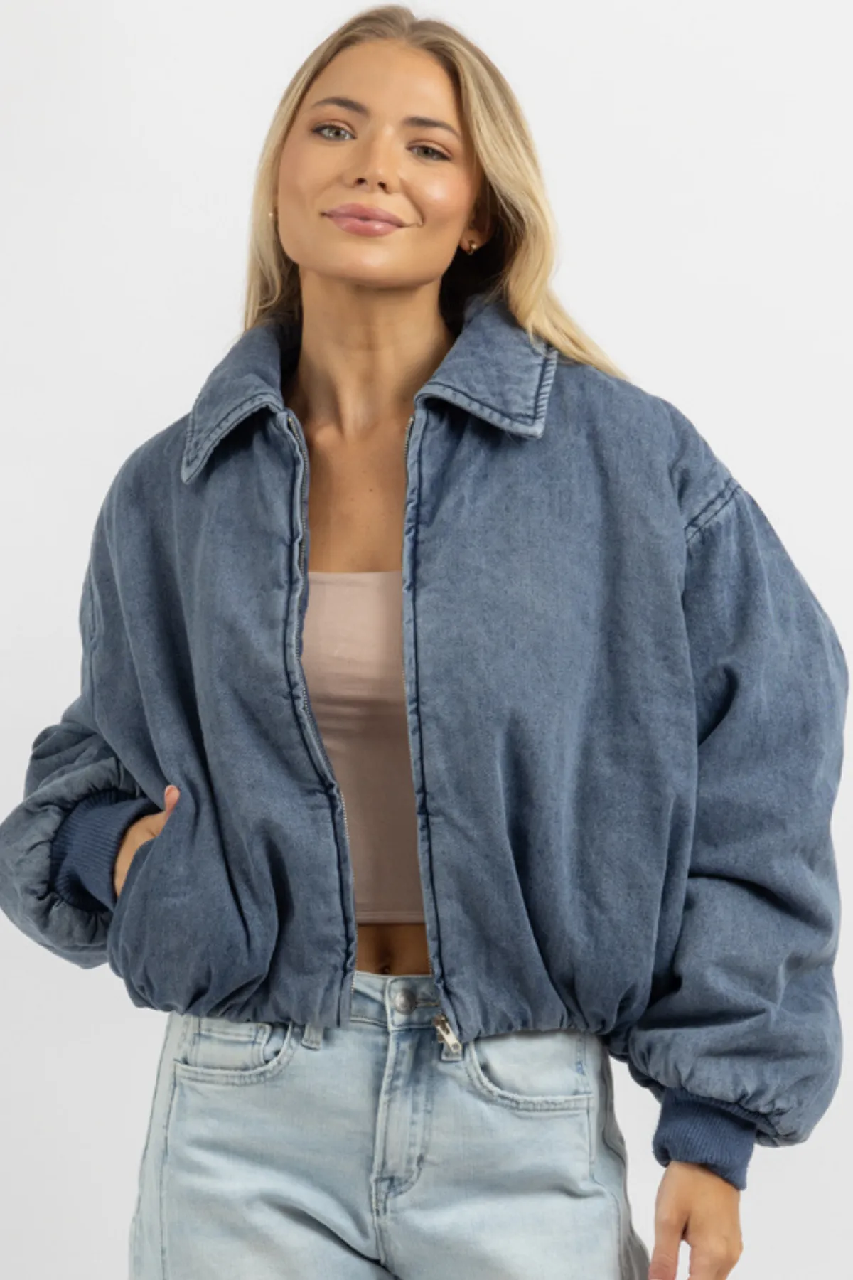 KARINA DENIM BOMBER JACKET