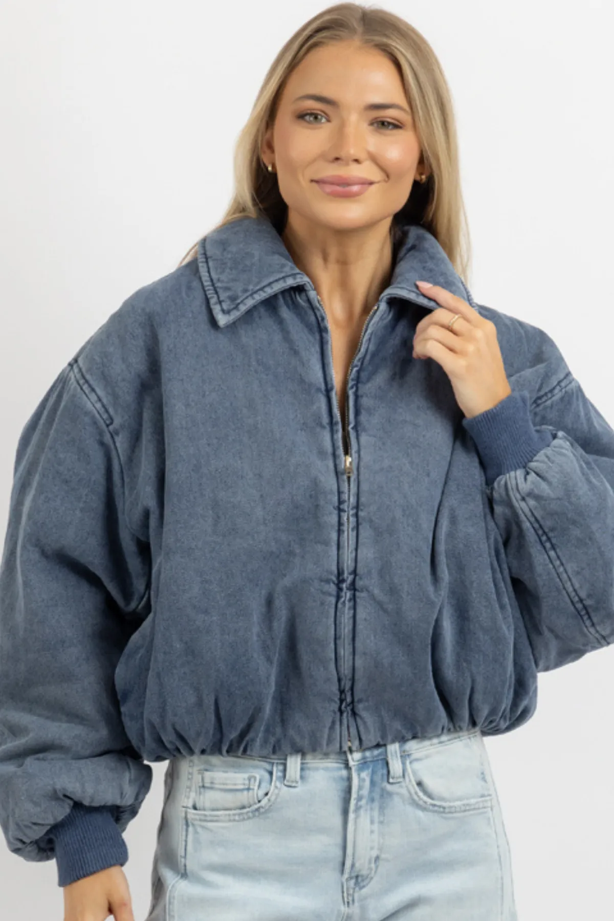 KARINA DENIM BOMBER JACKET