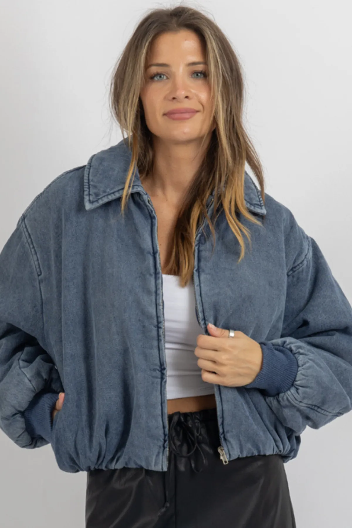 KARINA DENIM BOMBER JACKET