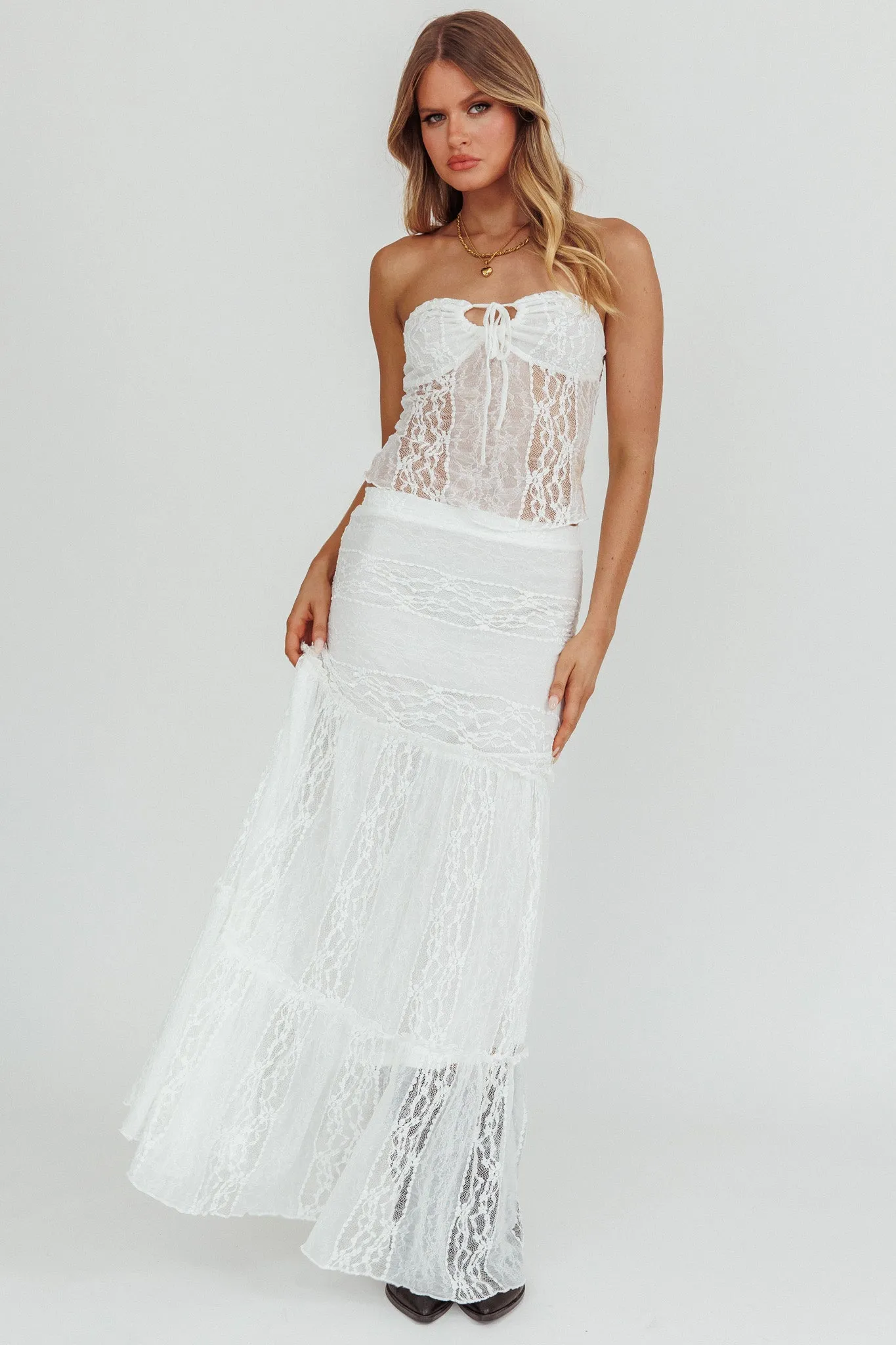 Laganas Maxi Lace Skirt White