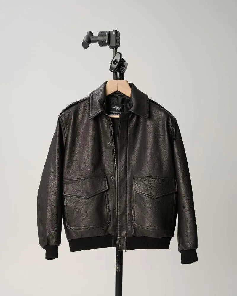 Leather Bomber in Brown