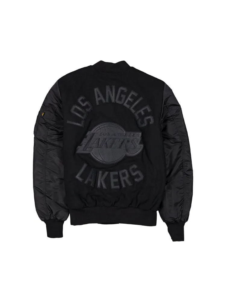 LOS ANGELES LAKERS X ALPHA X NEW ERA WOOL VARSITY MA-1 BOMBER JACKET