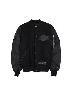 LOS ANGELES LAKERS X ALPHA X NEW ERA WOOL VARSITY MA-1 BOMBER JACKET