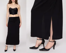 Medium 90s Black Drawstring Waist Maxi Skirt