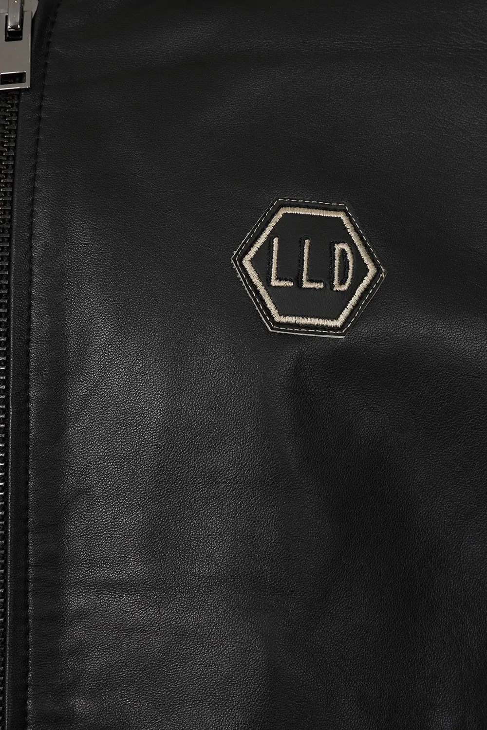 Men's Black Leather Bomber Jacket - Lleyton