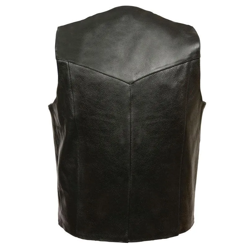 MEN'S BLACK SNAP FRONT BIKER VEST