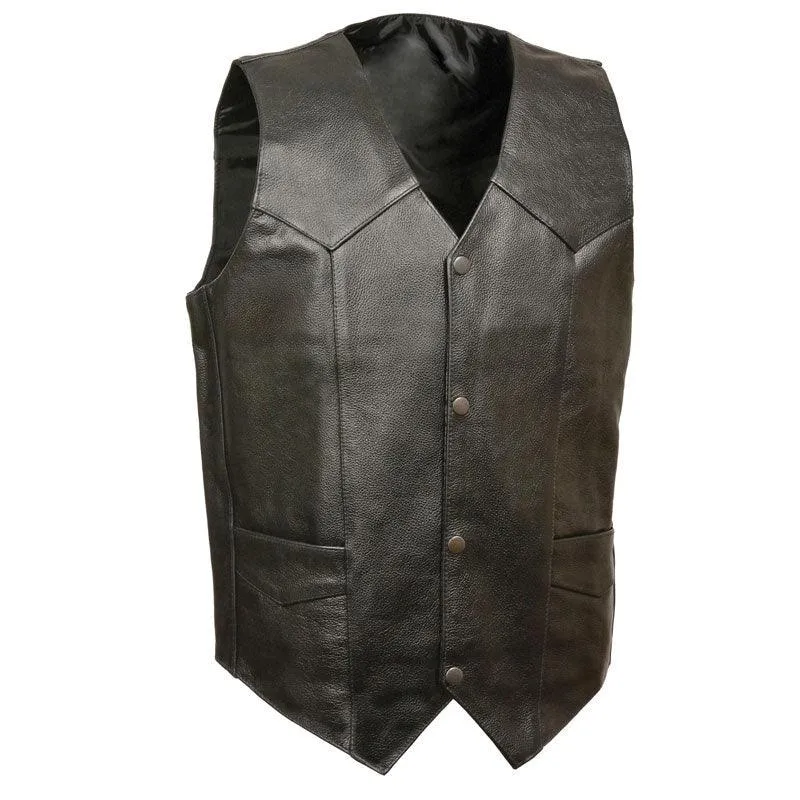 MEN'S BLACK SNAP FRONT BIKER VEST