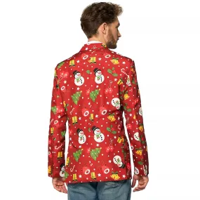 Men's Suitmeister Slim Fit Christmas Tree Light Up Suit red jacket