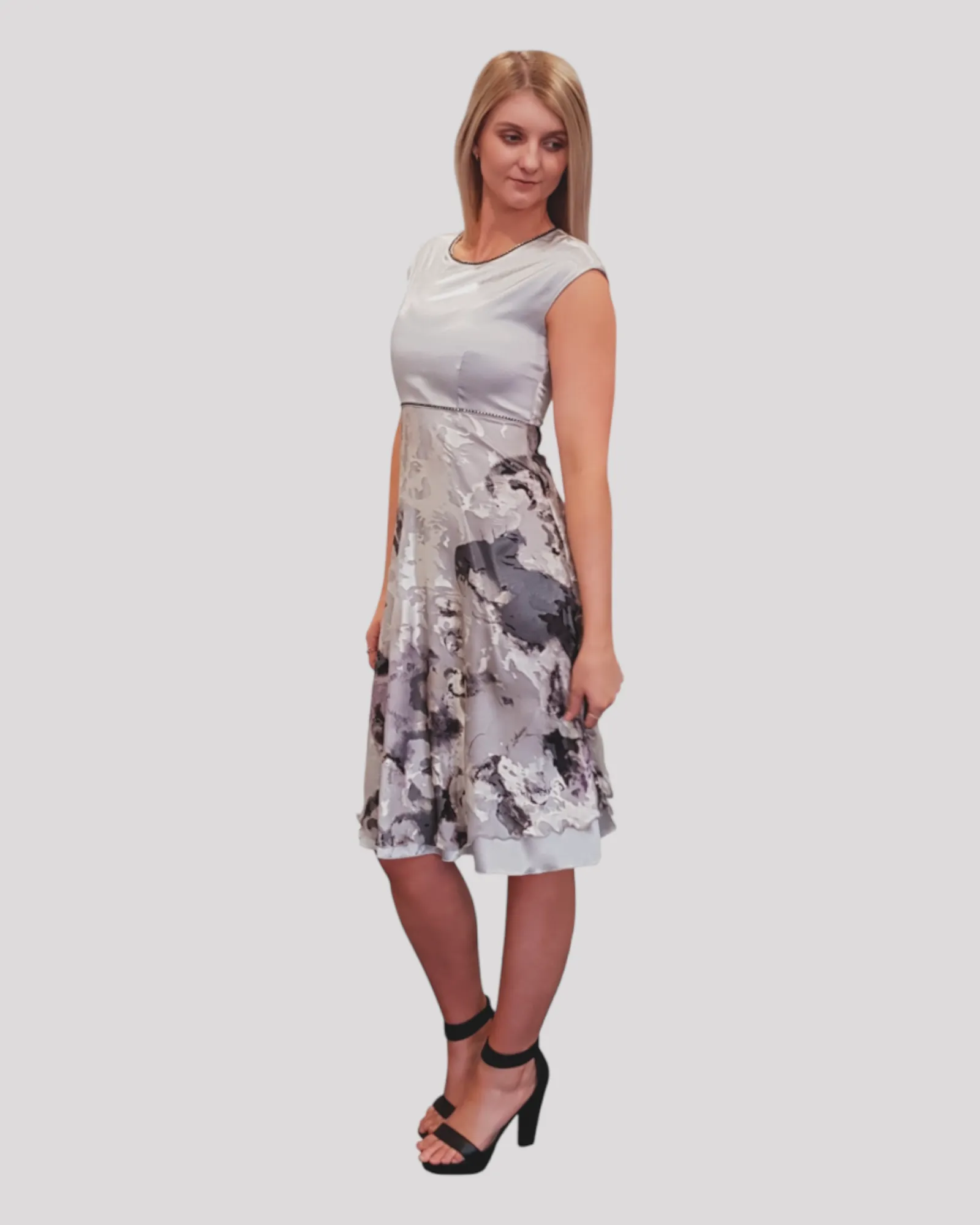 Mikeala Silk Chiffon Print Cocktail Dress