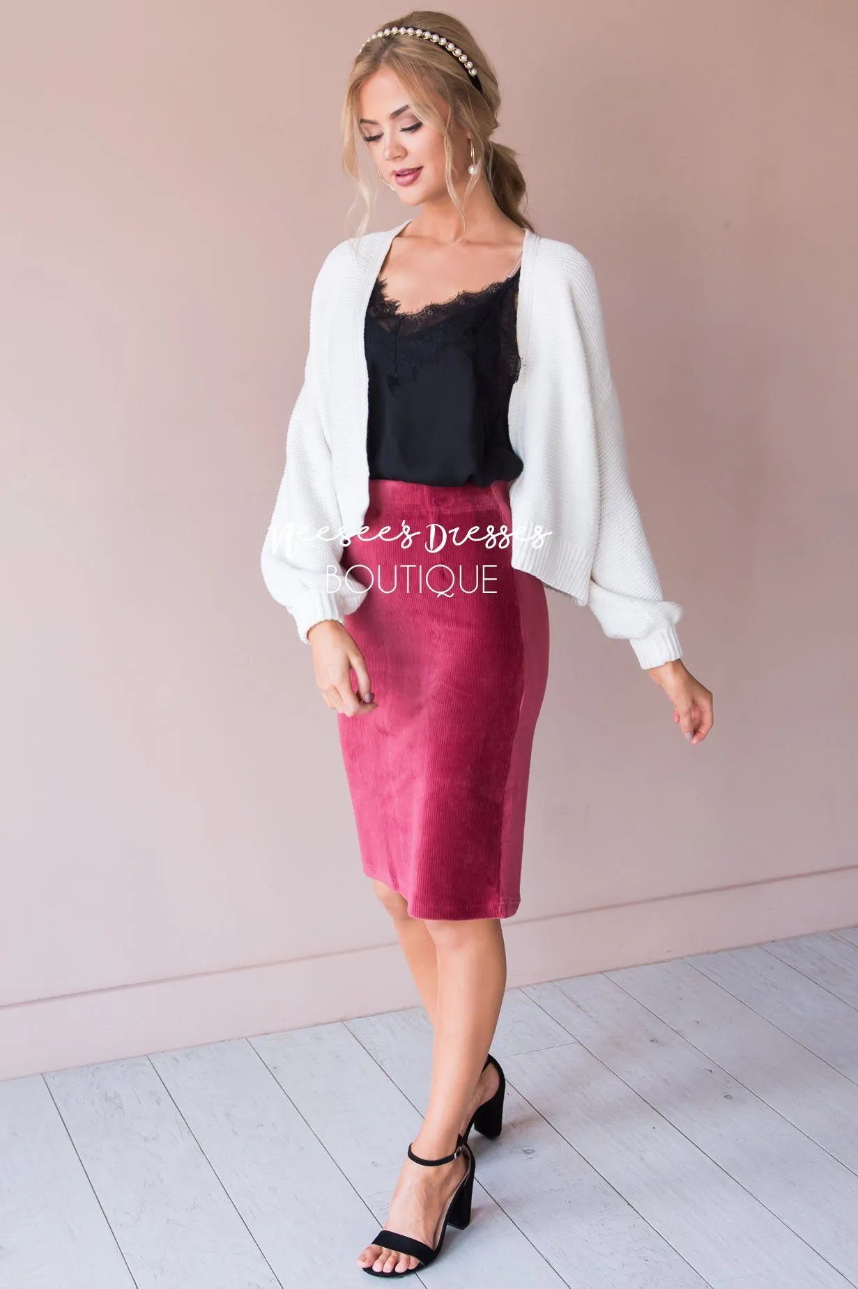 Morning Meeting Corduroy Pencil Skirt