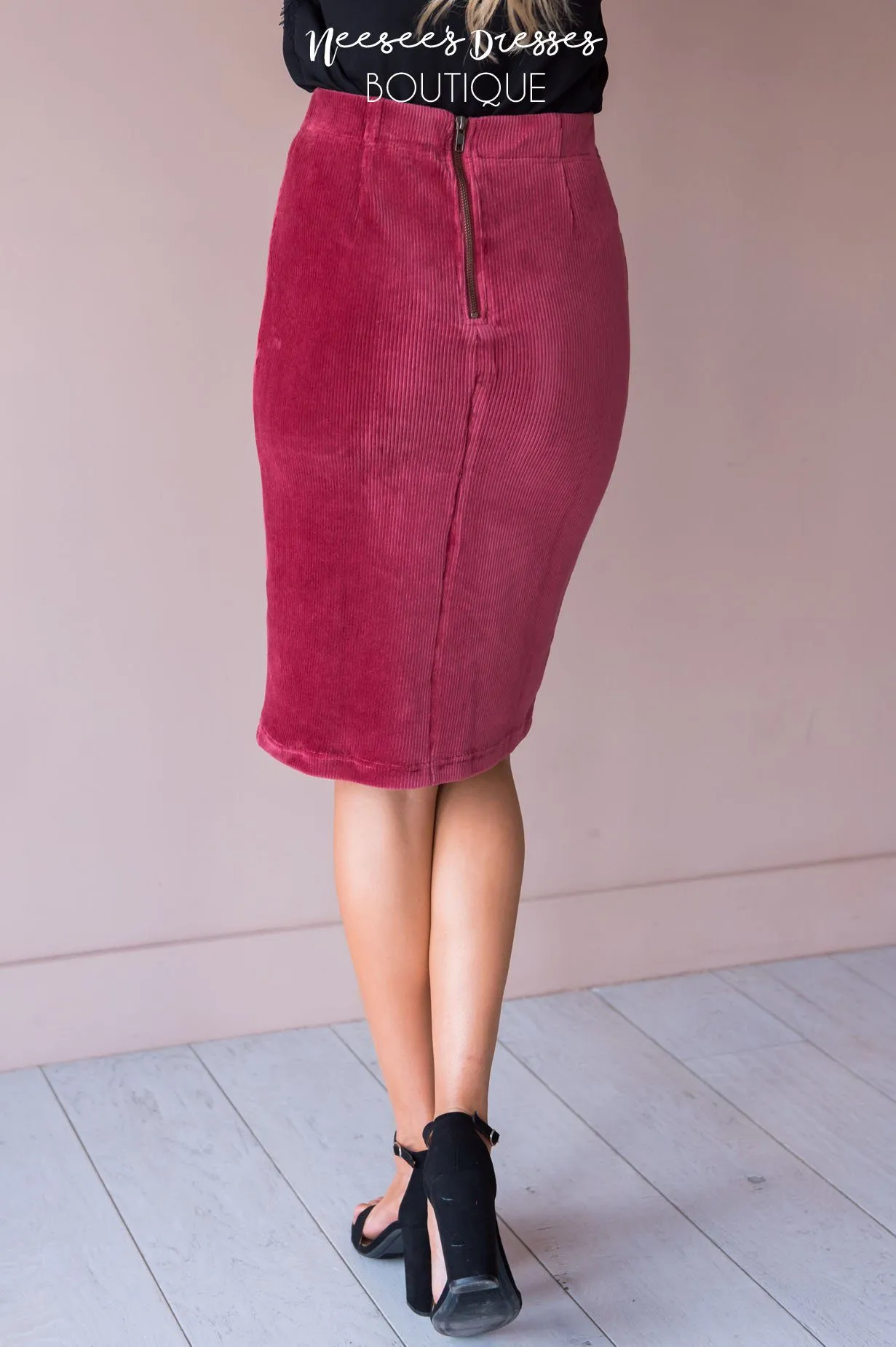 Morning Meeting Corduroy Pencil Skirt