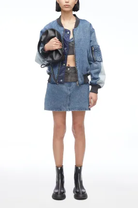 Multi-Toned Denim Reversible Bomber Jacket