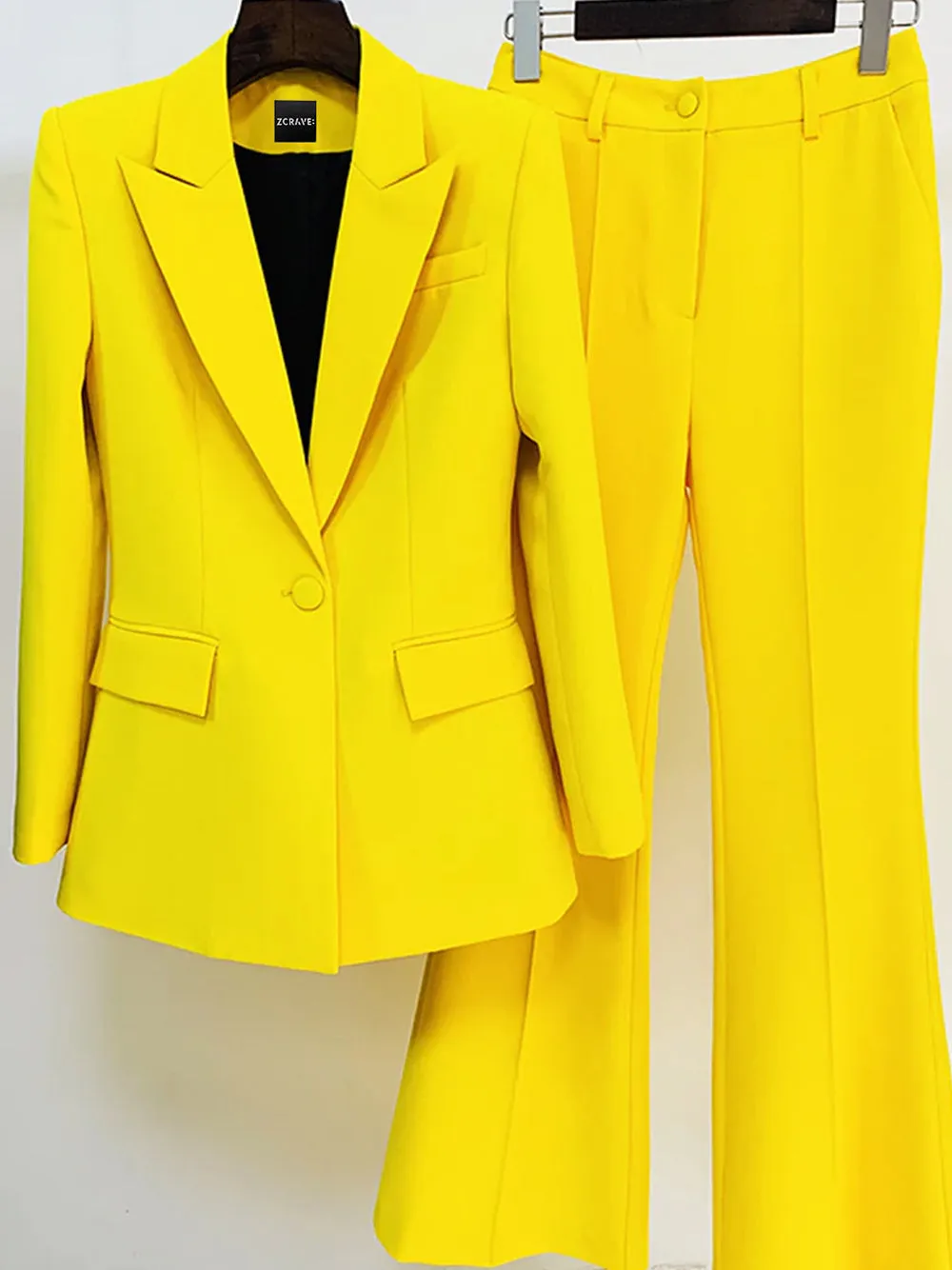 NAOMA Blazer & Flared Pants Set in Yellow