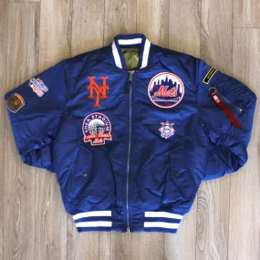 New Era Cap X Alpha Industries Collab MA-1M NEW YORK METS Nylon Bomber Jacket (Black Camo)