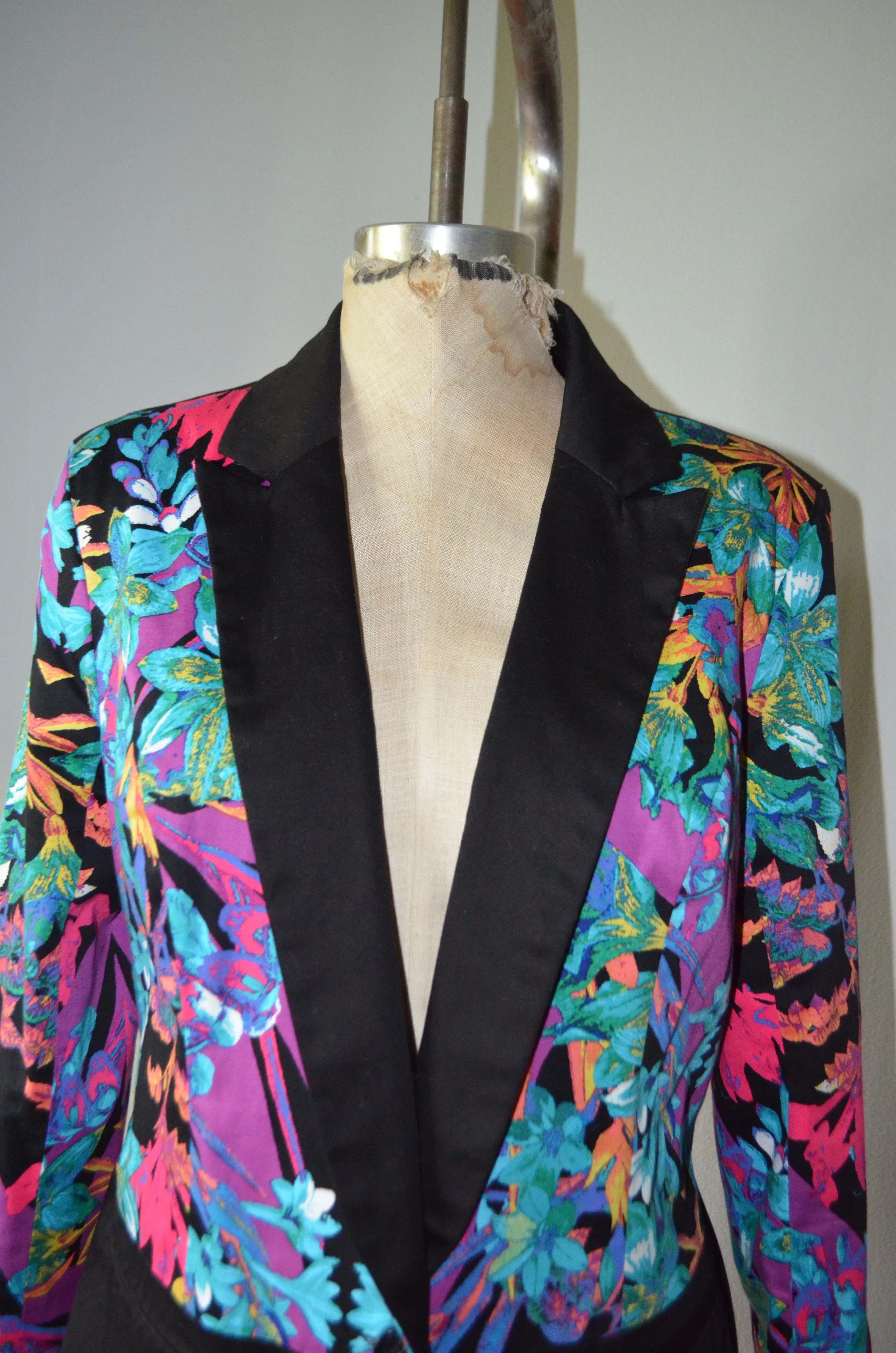 Nicole Miller Women's Floral Blazer Jacket Multicolor Buttoned