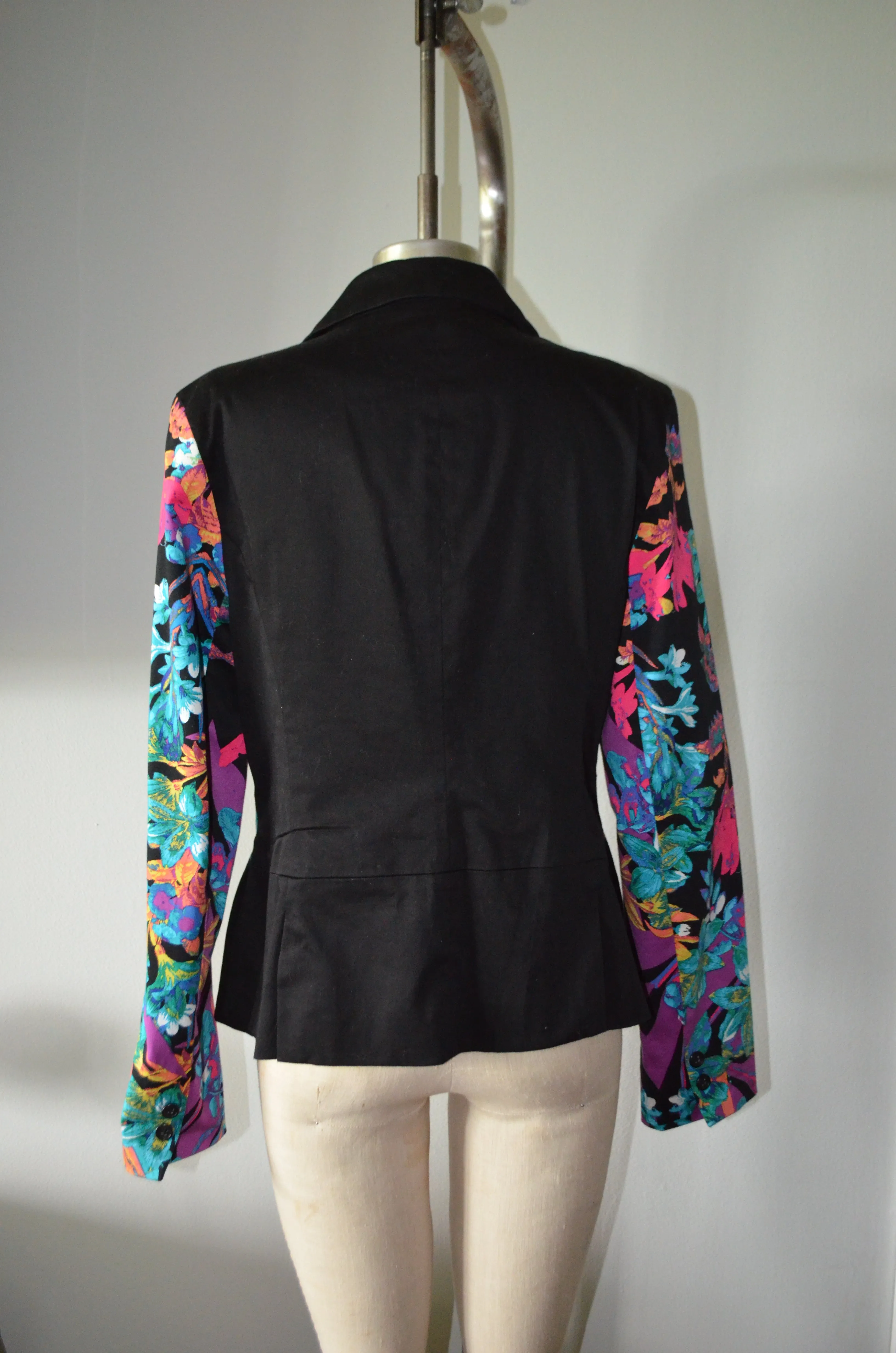 Nicole Miller Women's Floral Blazer Jacket Multicolor Buttoned