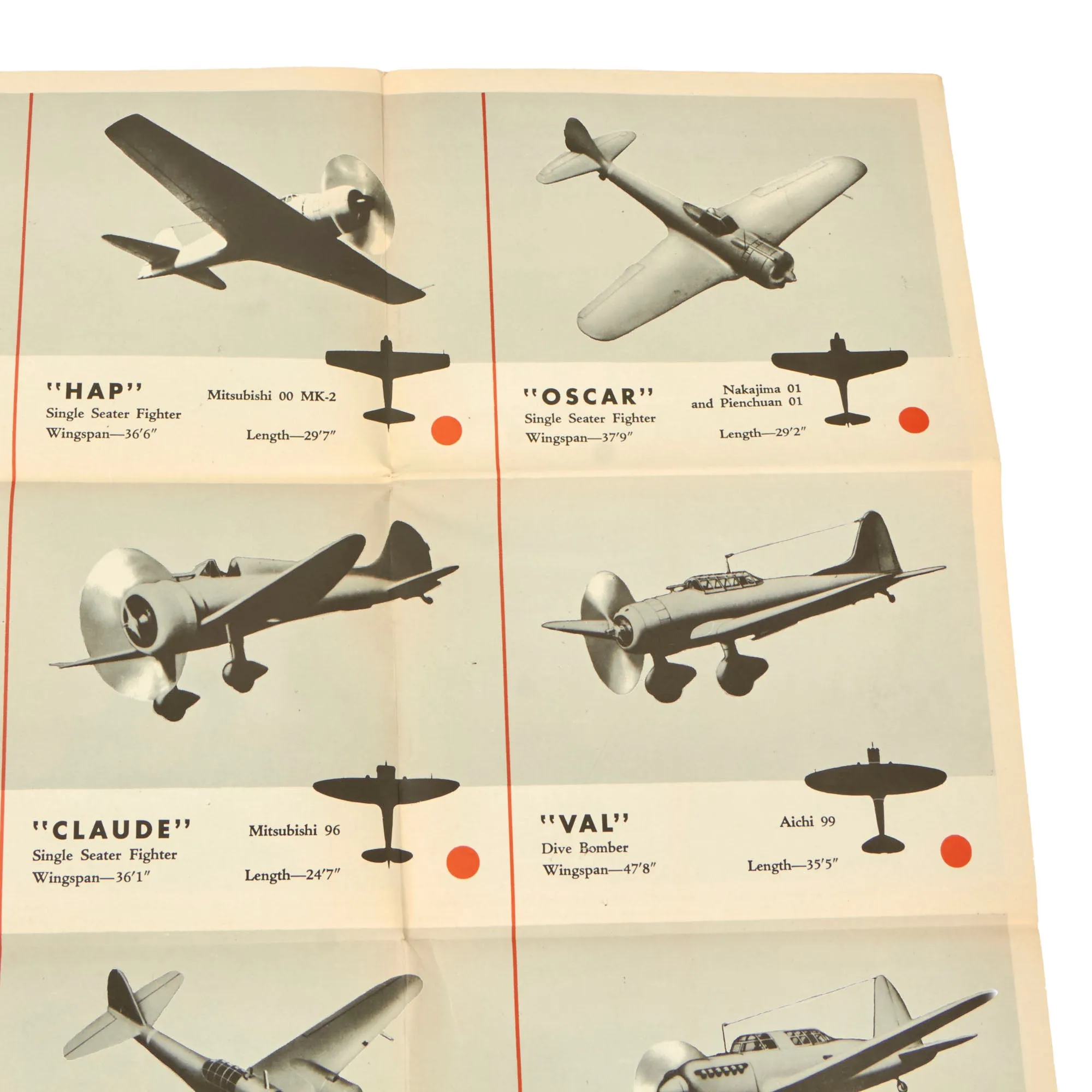 Original U.S. WWII National Security Newsmap Poster Jap Aircraft Identification - News Map 23 ½” x 17 ½”