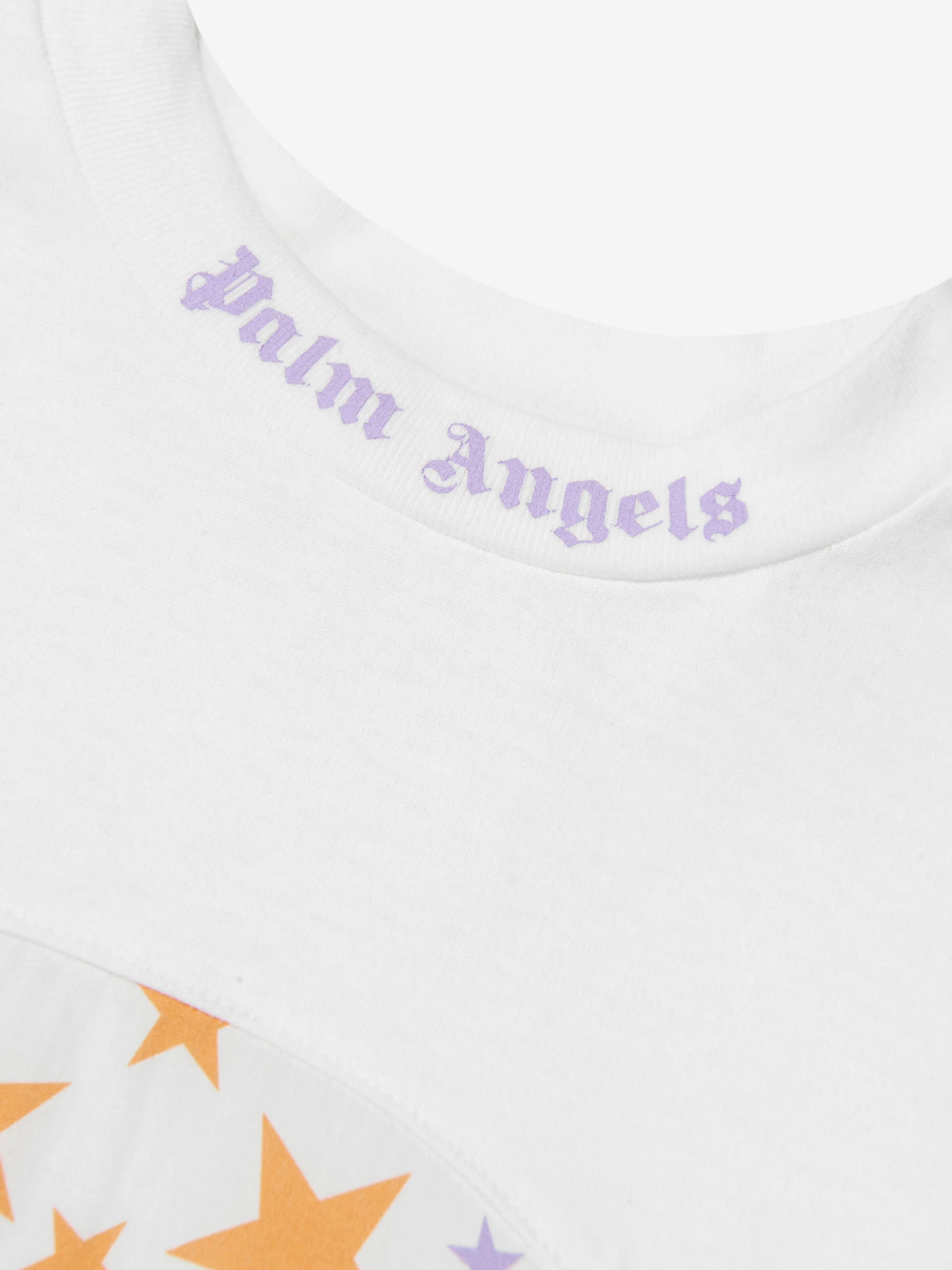 Palm Angels Girls AOP PA Stars T-Shirt Dress in White