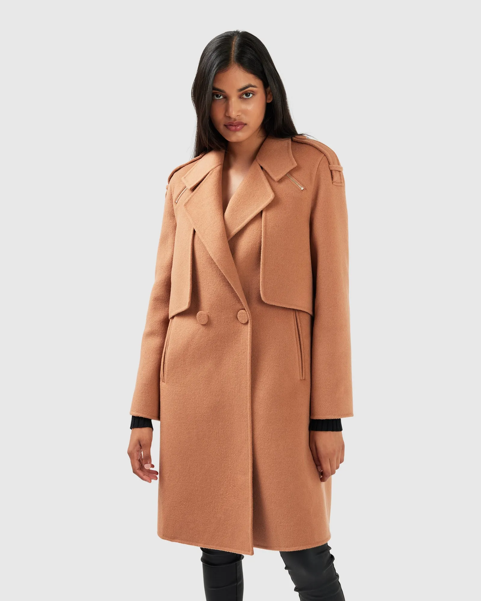 Palm City Wool Blend Coat - Camel