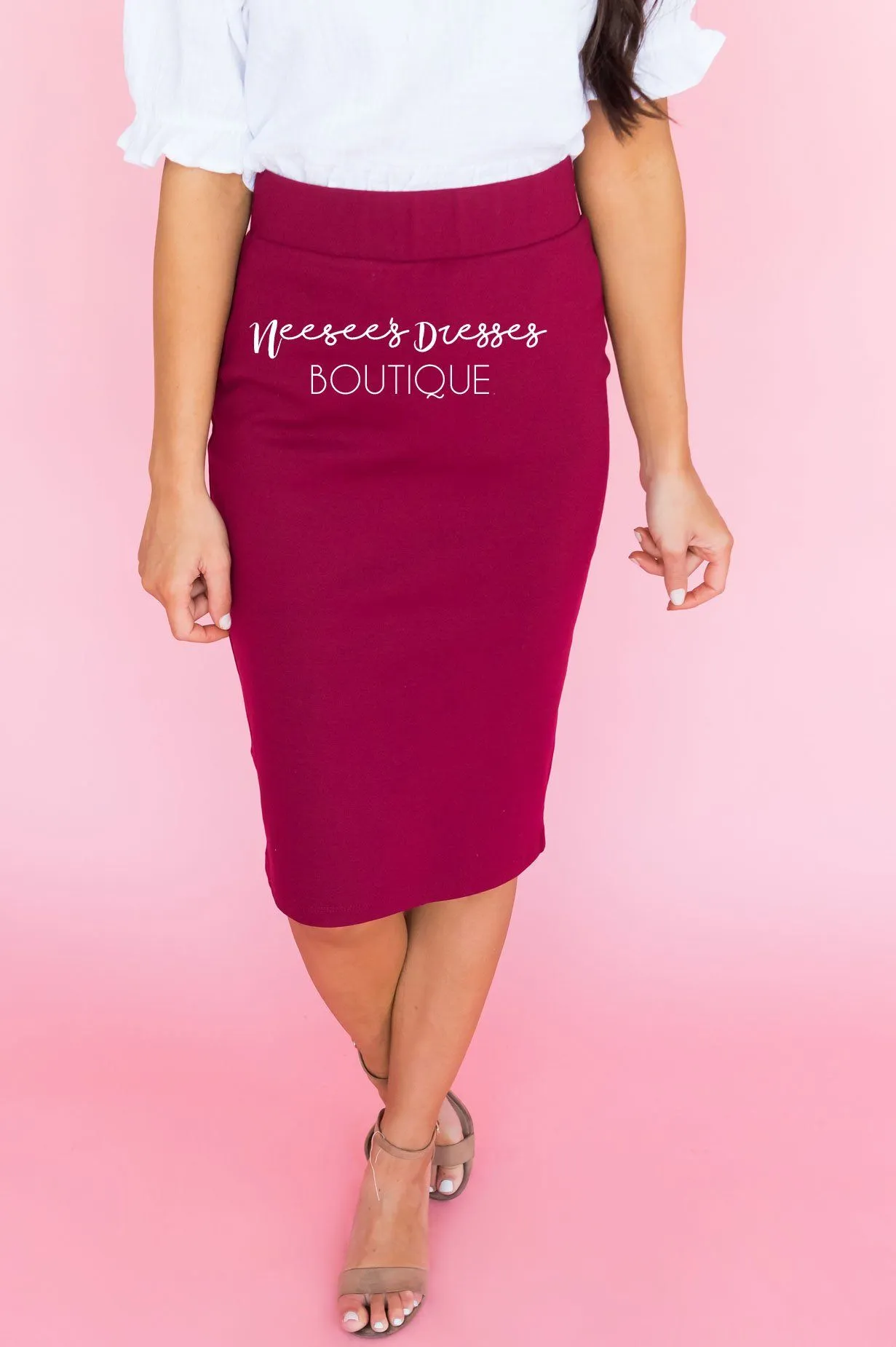 Perfect Fit Cranberry Pencil Skirt