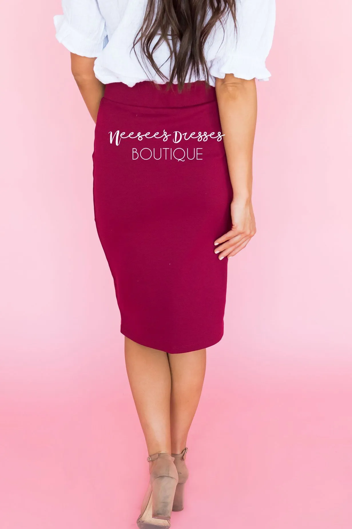 Perfect Fit Cranberry Pencil Skirt